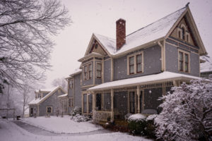 luxury house with the snow layer